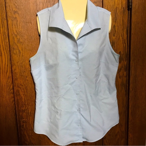 Talbots Sleeveless Button Down Striped Top Sz L - Picture 2 of 5